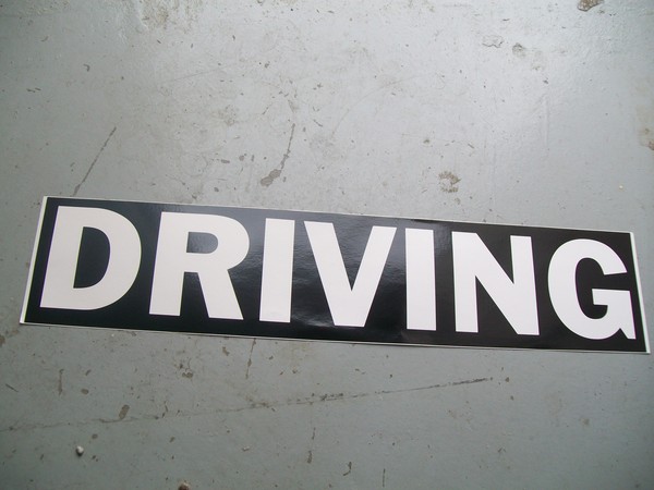 Stop sticker: Driving (misprinted black)